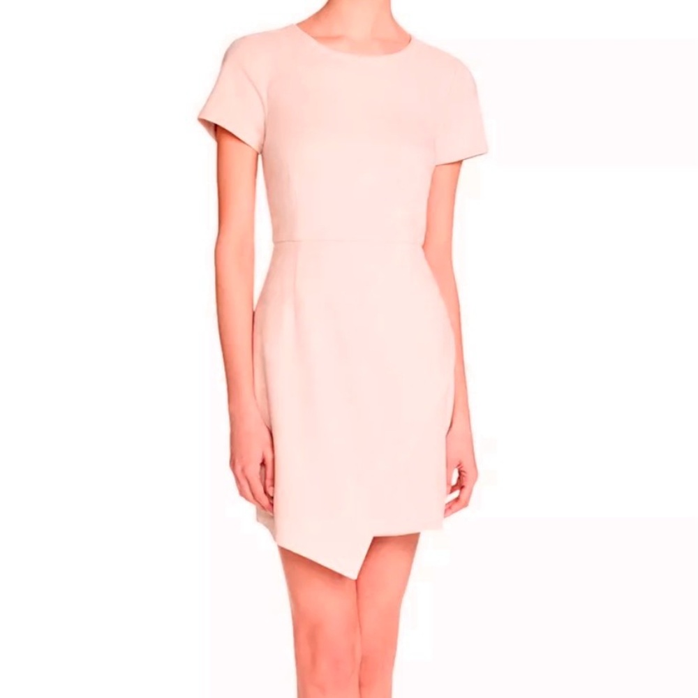 Aqua Blush Pink Microsuede Asymmetrical Hem Short Sleeve Mini Dress Size XS